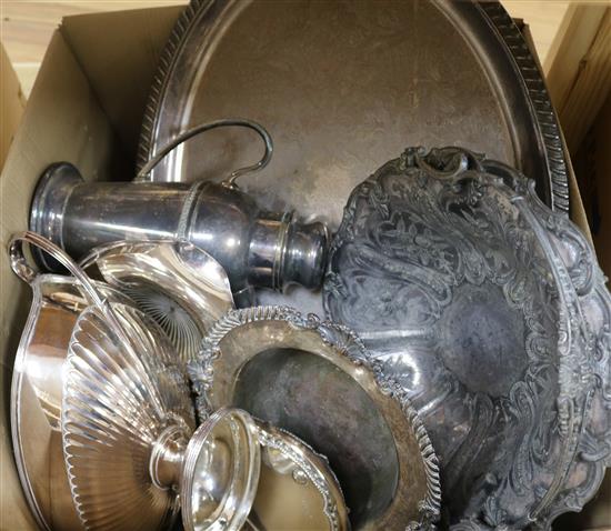 A quantity of plated wares, including tea tray and soup tureen.